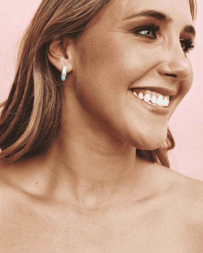 Pastel seafoam enamel hoop earrings