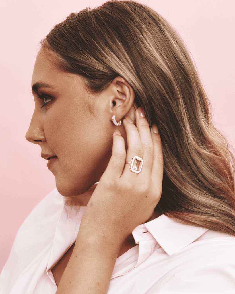 Gold vermeil lavender huggie earrings