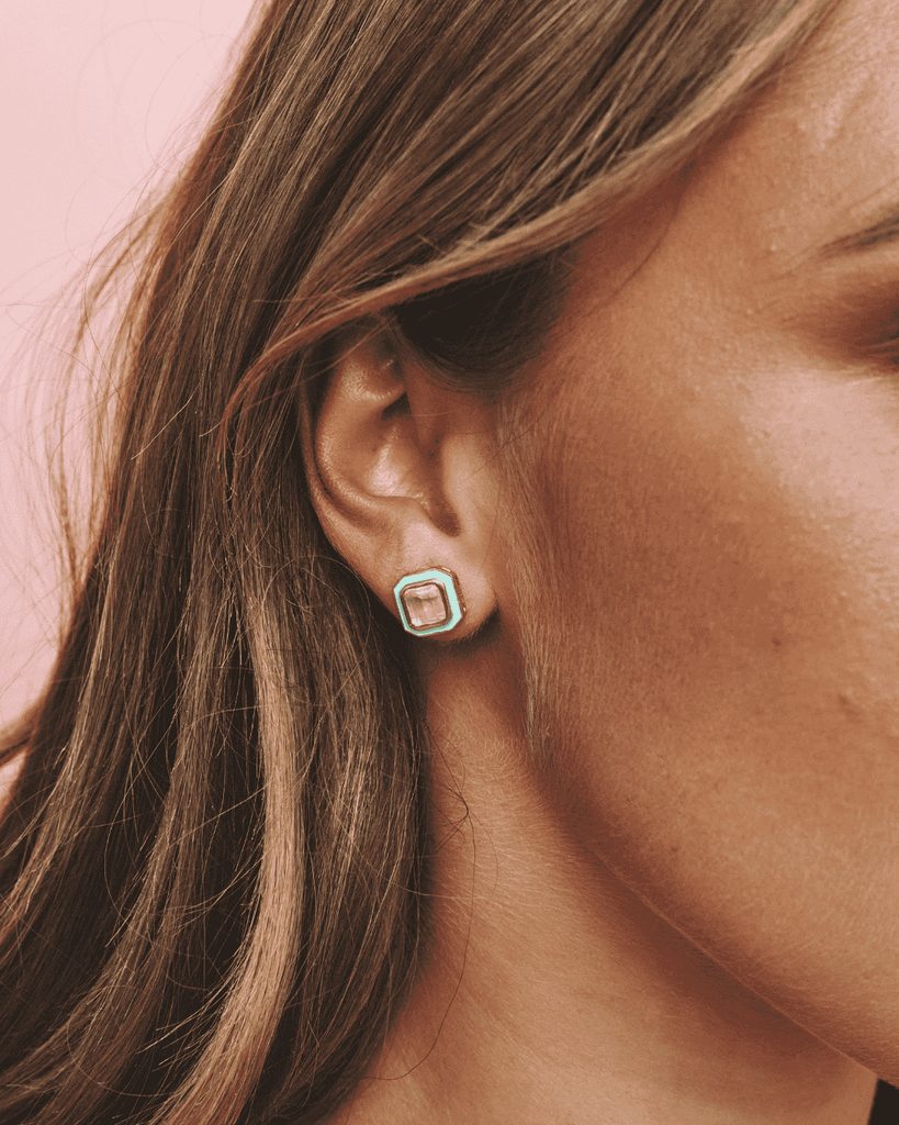 Icon seafoam gemstone stud earrings