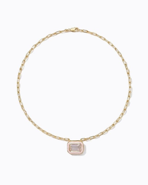 The Icon Blush Enamel Pendant Necklace - Good Goods World