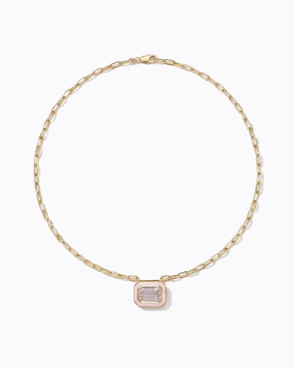 The Icon Blush Enamel Pendant Necklace - Good Goods World