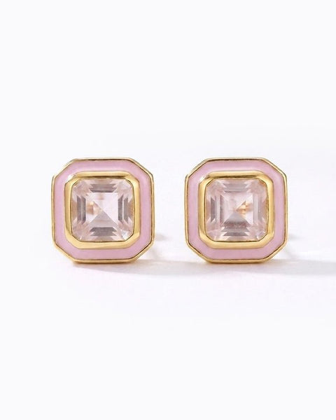 The Icon Blush Enamel Stud Earrings - Good Goods World
