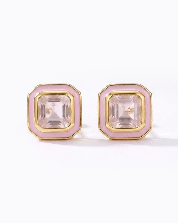 The Icon Blush Enamel Stud Earrings - Good Goods World