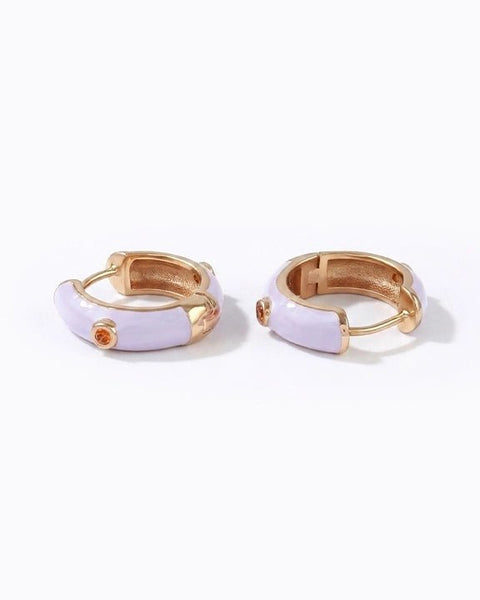 The Icon Lavender Enamel Huggie Earrings - Good Goods World