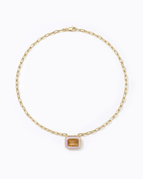 The Icon Lavender Enamel Pendant Necklace - Good Goods World