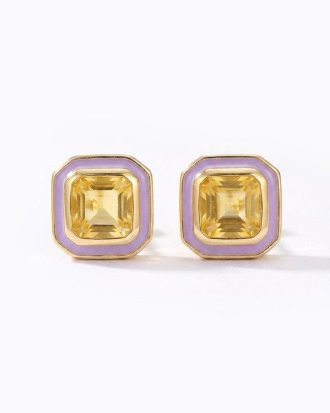 The Icon Lavender Enamel Stud Earrings - Good Goods World