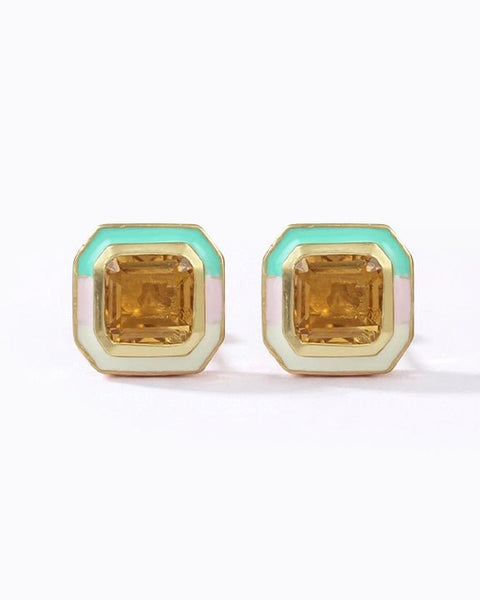 The Icon Neapolitan Enamel Stud Earrings - Good Goods World