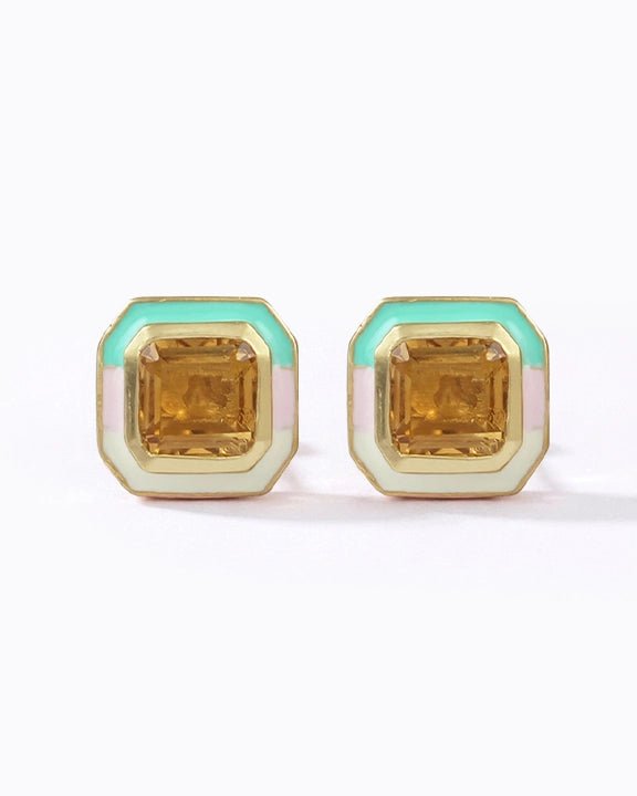 The Icon Neapolitan Enamel Stud Earrings - Good Goods World