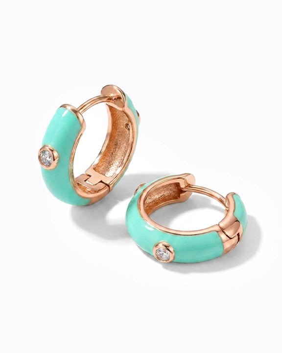 The Icon Seafoam Enamel Huggie Earrings - Good Goods World
