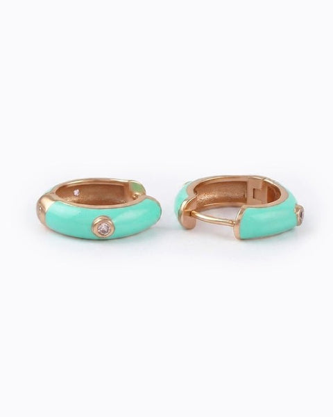 The Icon Seafoam Enamel Huggie Earrings - Good Goods World