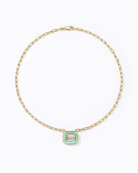The Icon Seafoam Enamel Pendant Necklace - Good Goods World