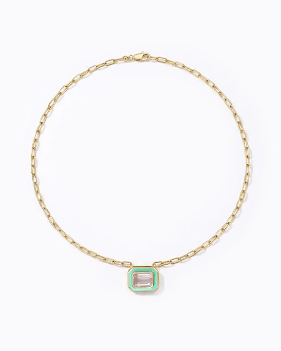 The Icon Seafoam Enamel Pendant Necklace - Good Goods World