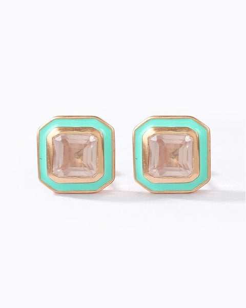 The Icon Seafoam Enamel Stud Earrings - Good Goods World