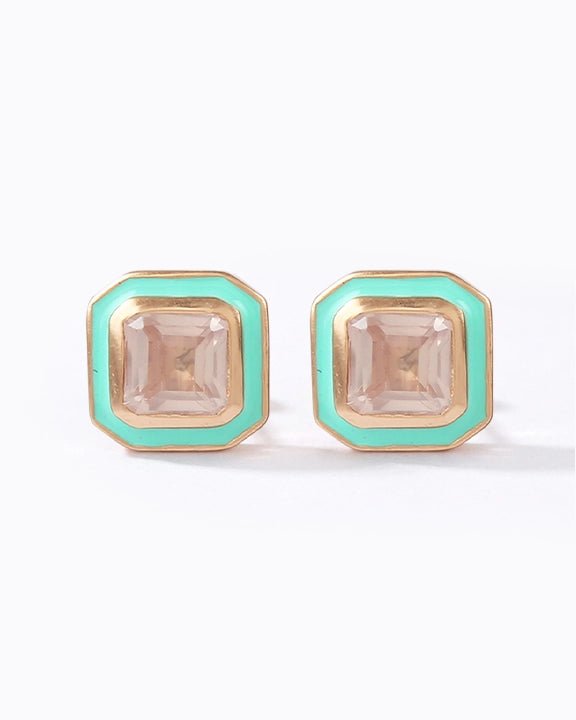 The Icon Seafoam Enamel Stud Earrings - Good Goods World