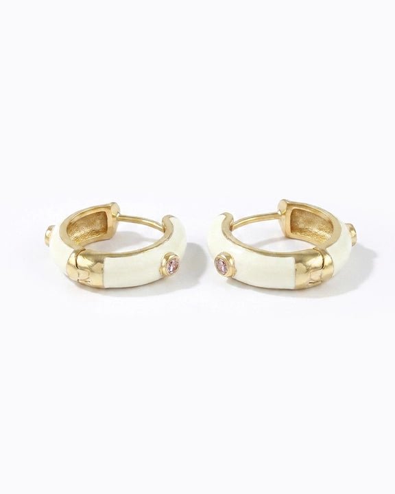 The Icon Vanilla Enamel Huggie Earrings - Good Goods World