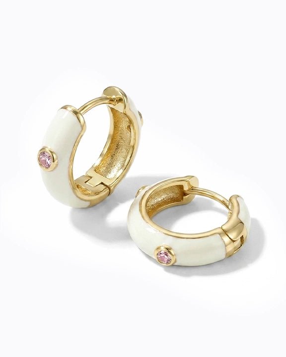 The Icon Vanilla Enamel Huggie Earrings - Good Goods World